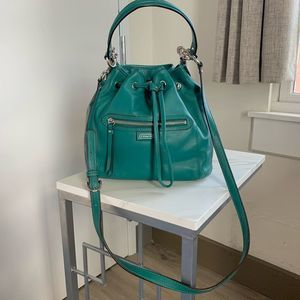 COACH f25661 green teal bucket crossbody bag purse